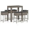 vidaXL 7 Piece Garden Bar Set with Cushions Grey Poly Rattan