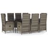 vidaXL 9 Piece Garden Dining Set with Cushions Black and Grey Poly Rattan