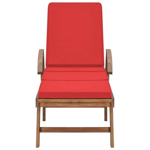 vidaXL Sun Loungers with Cushions 2 pcs Solid Teak Wood Red