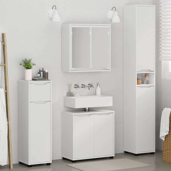 vidaXL Bathroom Furniture Set with Drawer 4 pcs White Engineered Wood