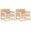 vidaXL Garden Chairs with Cushions 2 pcs Solid Wood Pine