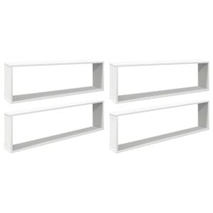 vidaXL Wall Shelf | Set of 4 | White | Engineered wood | 100 cm x 15 cm x 30 cm