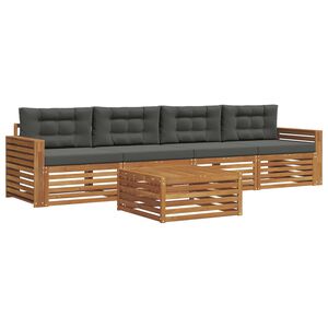 vidaXL Outdoor Sofa Set with Cushion 5 pcs Natural and Anthracite
