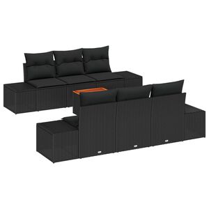 vidaXL Garden Sofa Set with Cushion 7 pcs Black Poly Rattan