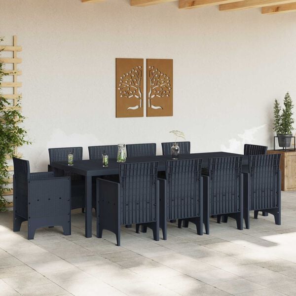 vidaXL Garden Dining Set 11 pcs Anthracite Polypropylene