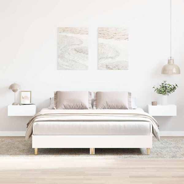 vidaXL Bed Frame No Mattress White 150x200 cm King Size Engineered Wood
