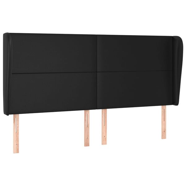 vidaXL Headboard with Ears Black 163 cm Faux Leather