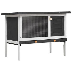 vidaXL Rabbit Hutch | Grey | Solid pine wood | 90 x 45 x 65 cm | Rabbit Hutch