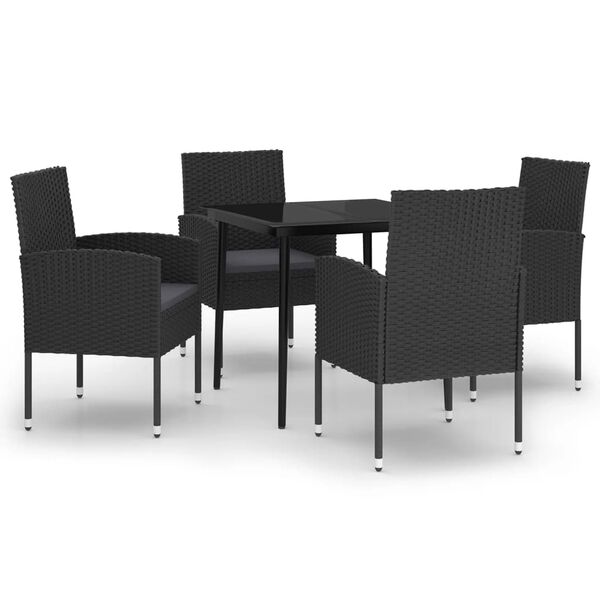 vidaXL 5 Piece Garden Dining Set Black