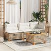 vidaXL Garden Sofa with Cushions 3-Seater Beige Poly Rattan
