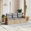 vidaXL 3 Piece Garden Sofa Set with Cushions Beige Poly Rattan