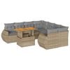 vidaXL 9 Piece Garden Sofa Set with Cushions Beige Poly Rattan