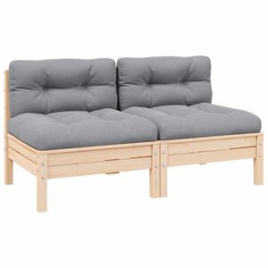 vidaXL 2-Seater Garden Sofa with Grey Cushions Solid Wood Pine