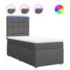 vidaXL Box Spring Bed with Mattress Dark Grey King Single Fabric