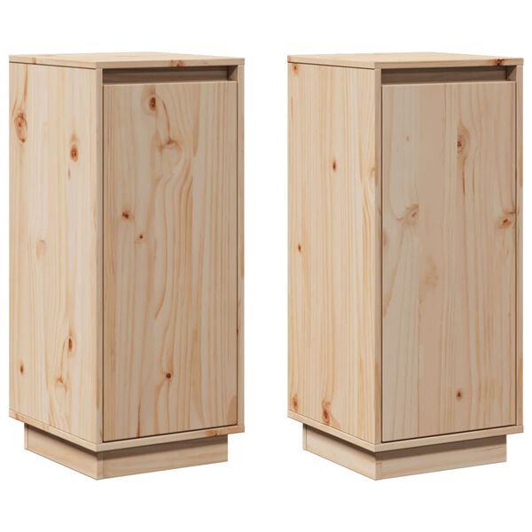 vidaXL Sideboards 2 pcs 31.5x34x75 cm Solid Wood Pine