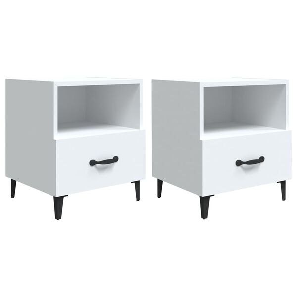 vidaXL Bedside Cabinets 2 pcs White Engineered Wood