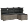 vidaXL 4 Piece Garden Sofa Set with Cushions Grey Poly Rattan