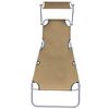 vidaXL Folding Sun Lounger with Canopy Taupe Aluminium
