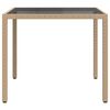 vidaXL Garden Table 90x90x75 cm Tempered Glass and Poly Rattan Beige