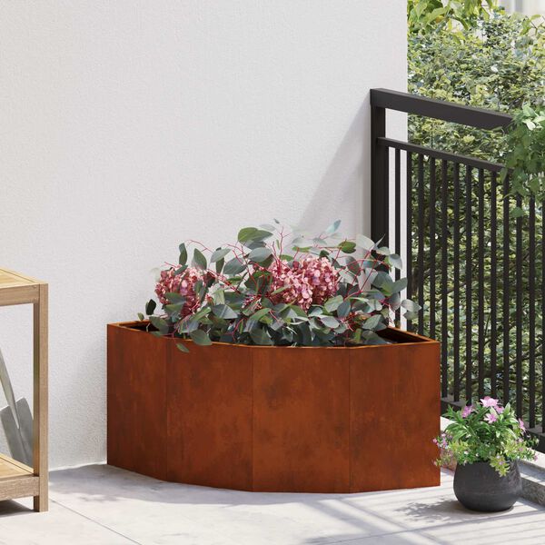 vidaXL Corner Planter Rusty 60 x 60 x 35 cm Weathering steel