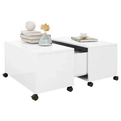 vidaXL Coffee Table High Gloss White 75x75x38 cm Engineered Wood