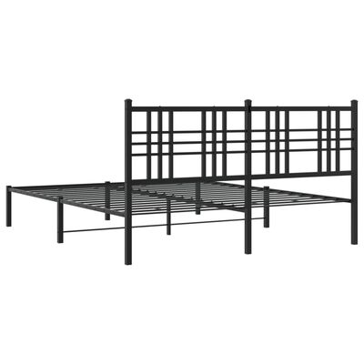 vidaXL Metal Bed Frame with Headboard Black 150x200 cm King Size