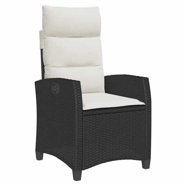 vidaXL Reclining Garden Chair with Side Table Black Poly Rattan