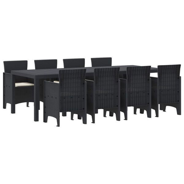 vidaXL Garden Dining Set 9 pcs Anthracite Polt rattan