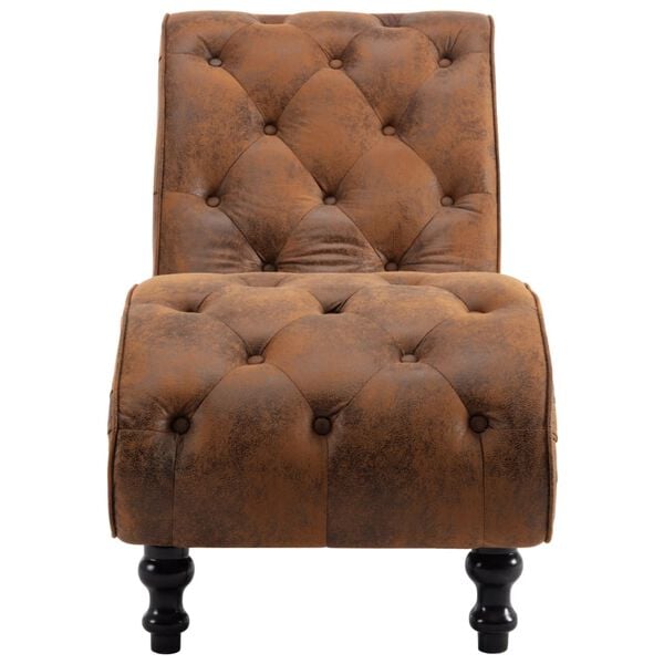 vidaXL Chaise Lounge Brown Faux Suede Leather
