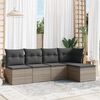 vidaXL 5 Piece Garden Sofa Set with Cushions Grey Poly Rattan