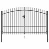 vidaXL Fence Gate Double Door with Spike Top Steel 299.5x224.5 cm Black