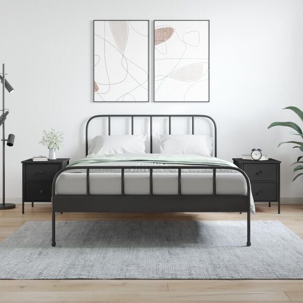 vidaXL Bedside Cabinets 2 pcs Black 40x42x50 cm Engineered Wood