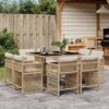 vidaXL 9 Piece Garden Dining Set with Cushions Beige Poly Rattan