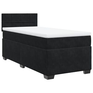 vidaXL Box Spring Bed with Mattress Black King Single Fabric