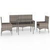 vidaXL 4 Piece Garden Lounge Set with Cushions Grey Poly Rattan