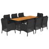 vidaXL 9 Piece Garden Dining Set with Cushions Black Poly Rattan