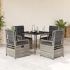 vidaXL 5 Piece Garden Dining Set with Cushions Grey Poly Rattan