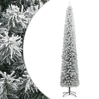 vidaXL Slim Christmas Tree with Stand and Flocked Snow 300 cm PVC