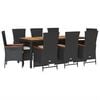 vidaXL 9 Piece Garden Dining Set with Cushions Black Poly Rattan
