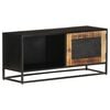 vidaXL Tv Cabinet | Black, Brown | Rough Mango Wood, Iron, MDF | Medium