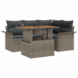 vidaXL Garden Sofa Set with Cushion Manual 5 pcs Grey