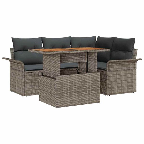 vidaXL Garden Sofa Set with Cushion Manual 5 pcs Grey
