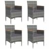 vidaXL 5 Piece Garden Dining Set with Cushions Grey and Black
