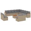 vidaXL 14 Piece Garden Sofa Set with Cushions Mix Beige Poly Rattan