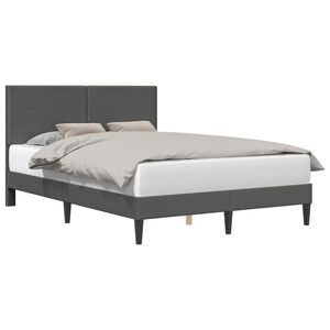 vidaXL Bed Frame with Headboard Dark Grey 137 x 190 cm Corduroy Fabric
