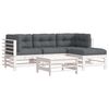 vidaXL 5 Piece Garden Lounge Set with Cushions White Solid Wood