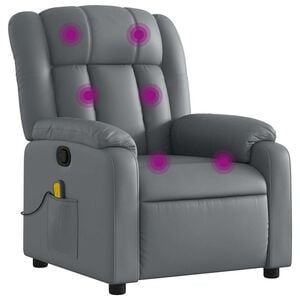 vidaXL Massage Recliner Chair Grey Faux Leather