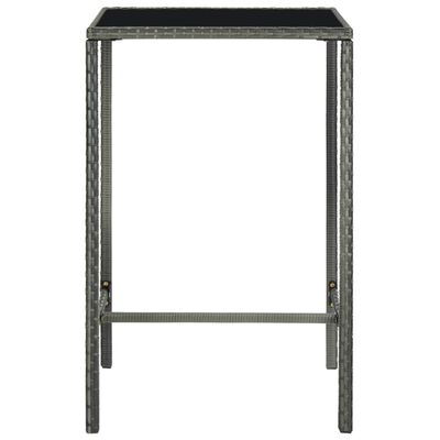 vidaXL Garden Bar Table Grey 70x70x110 cm Poly Rattan and Glass