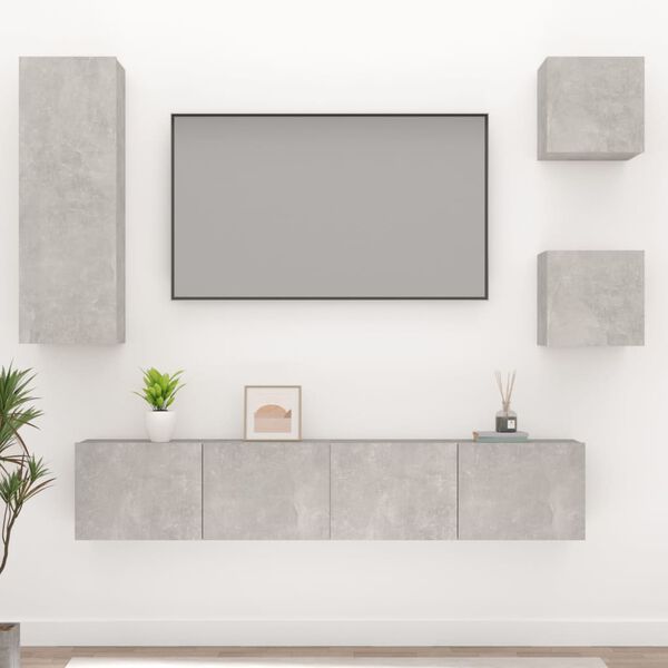 vidaXL 5 Piece TV Cabinet Set Concrete Grey Engineered Wood