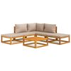 vidaXL 6 Piece Garden Lounge Set with Taupe Cushions Solid Wood